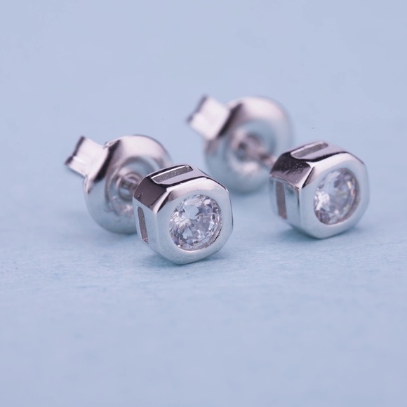 Stud Crystal Earrings white Gold - Picture 6 of 7